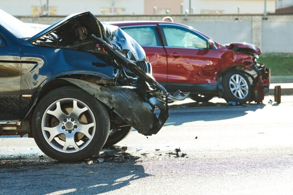 crashed cars two crashed cars next to each other