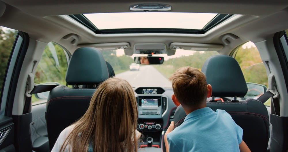 two children two children sitting in the backseat of the car