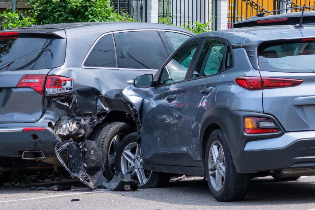 Car Accident Crashed SUVs After Side Collision