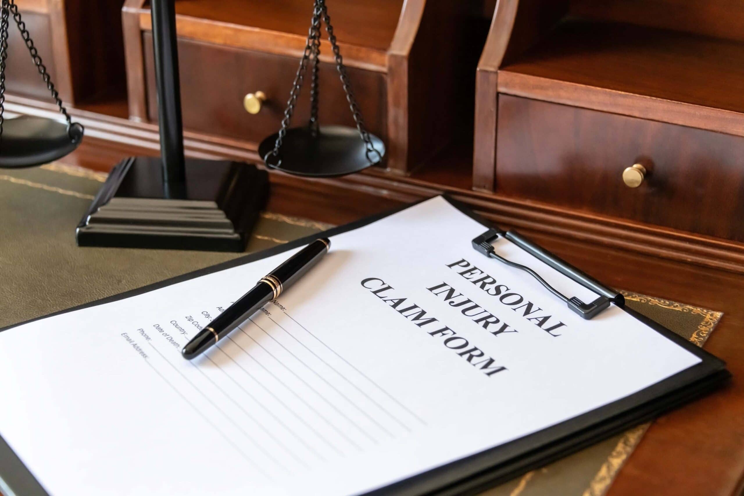 Legal Personal Injury Claim Form with Scales of Justice Legal Personal Injury Claim Form with Scales of Justice