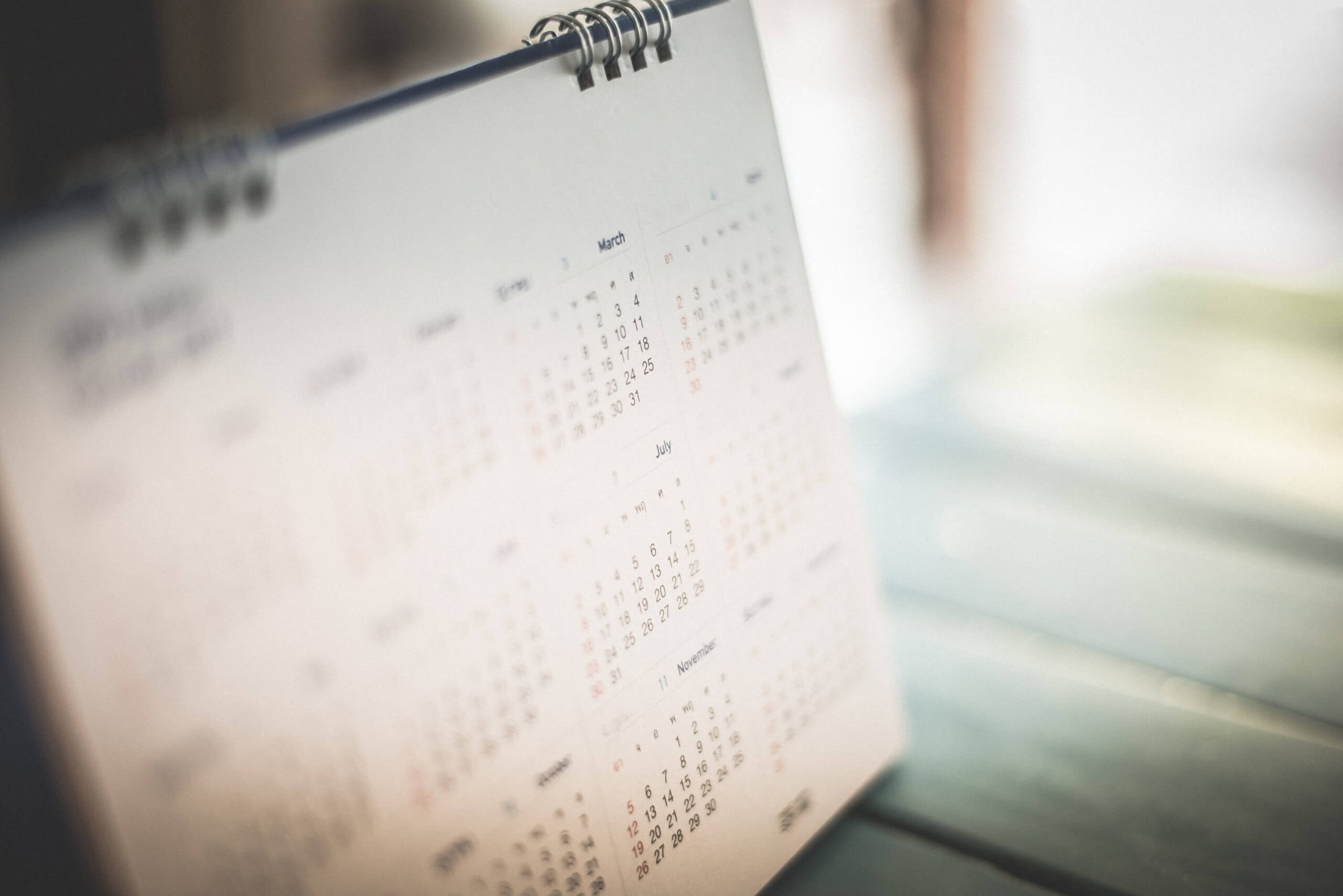 Blurred calendar page dark tone Blurred calendar page dark tone